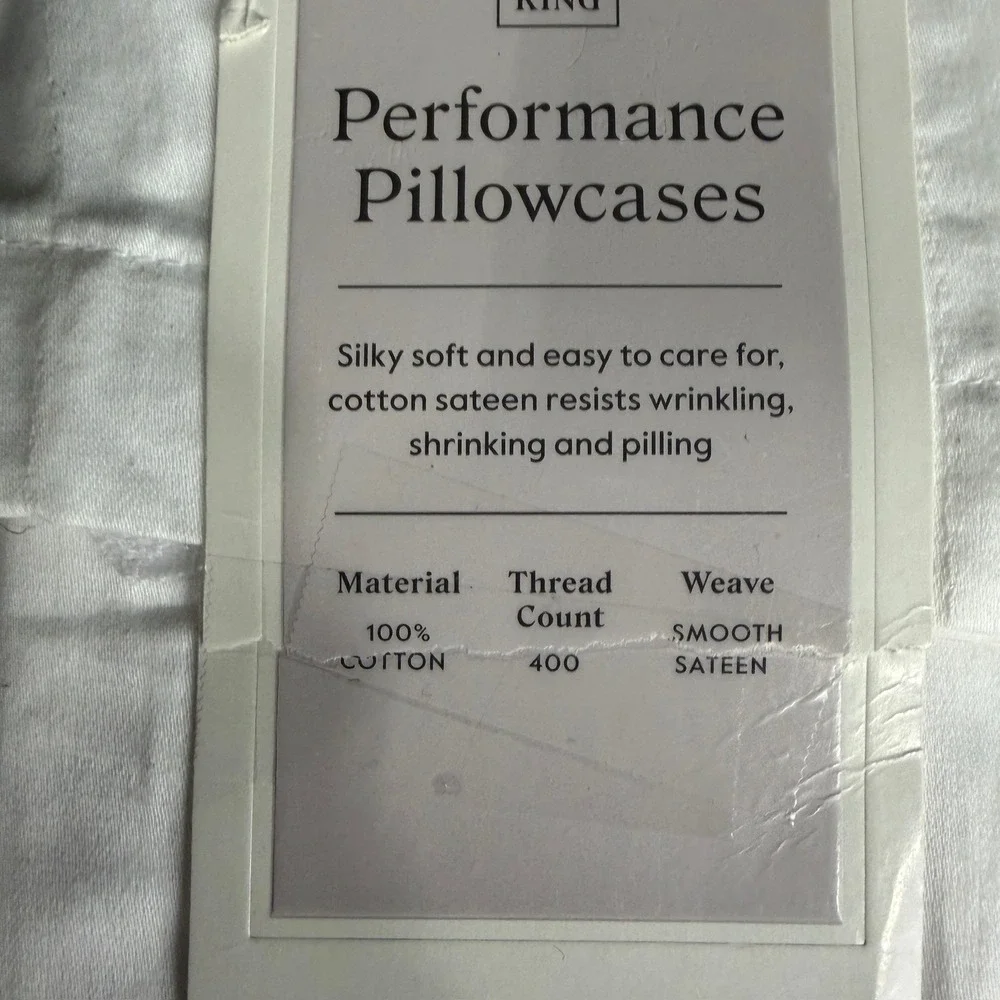 King Solid Performance 400 Thread Count Pillowcase Set White - Threshold